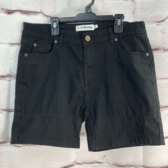 Pride Bunny Mens Size 34 Flip Cuff Shorts LGBTQ+ Chino Rainbow Accent Black Zip - Picture 7 of 9